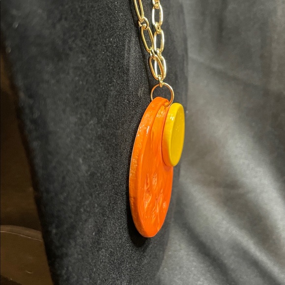 Clay Pendant Necklace Sunset/Summer theme on a gold link chain-Handmade by Me - Picture 7 of 11